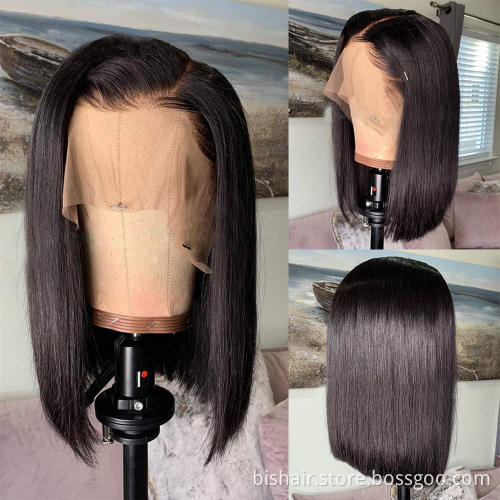 Wholesale 13x4 Lace Brazilian human hair bob wig short bob wig for black women pre plucked virgin hair lace wig with baby hair